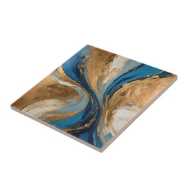 Azulejo Muted Copper and blue marble abstract