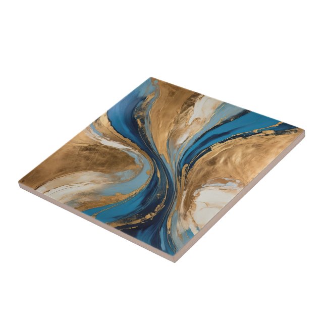 Azulejo Muted Copper and blue marble abstract (Lado)