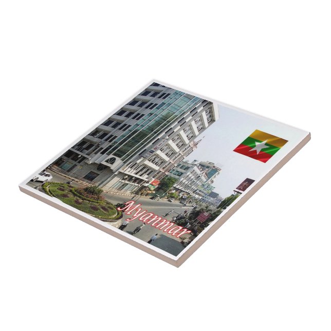 Azulejo Myanmar, Birmania, Asia, (Lado)