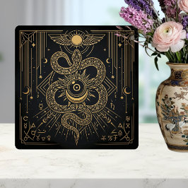 Azulejo Mystic Gold Snaket Sun Celestial Astrology Art
