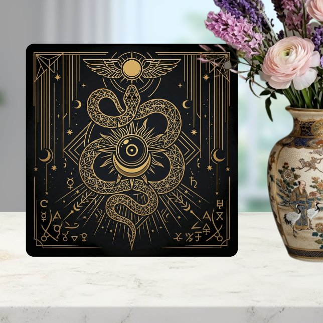 Azulejo Mystic Gold Snaket Sun Celestial Astrology Art (Subido por el creador)