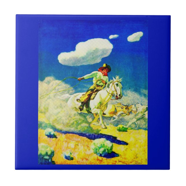 Azulejo N. C. Wyeth cowboy (Frente)