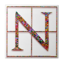 N Trajanus Tile Monograma Personalizado Rojo