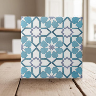 Azulejo Nacimiento moroccano azul verde azulado pintado a