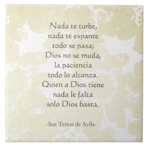 Azulejo "Nada te turbe" San Teresa di Avila White sobre bl
