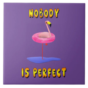 Azulejo Nadie es perfecto - flamingo con anillo de natació