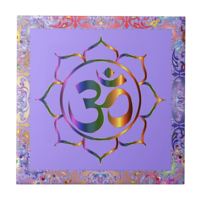 Azulejo Namaste Om Lotus Rainbow Vintage (Frente)