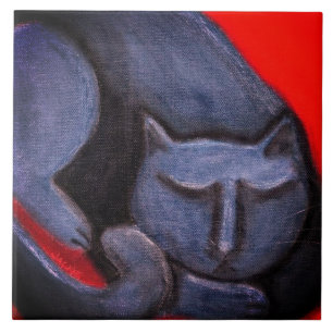 Azulejo Nap de Cat Resumen Pintura Pastel