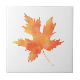 Azulejo Naranja Amarillo Acuarela Maple Leaf Tile Cerámico