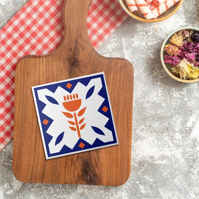 Azulejo Naranja Americana Tulip Blue Border Ceramic Tile (Subido por el creador)