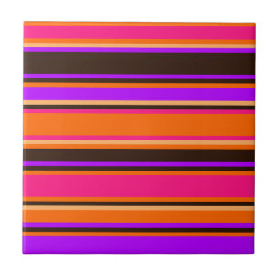 Azulejo Naranja audaz, magenta y mosaico con rayas moradas