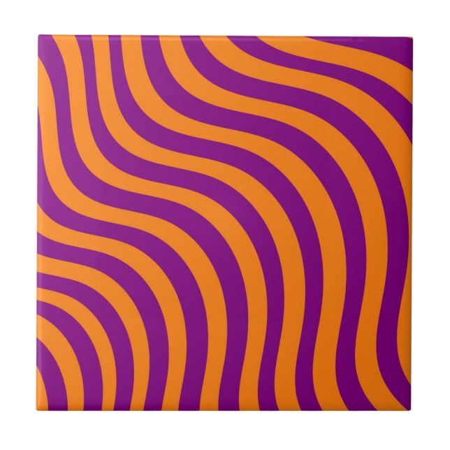 Azulejo Naranja audaz Purple Zebra Stripe Moderno Spring (Frente)