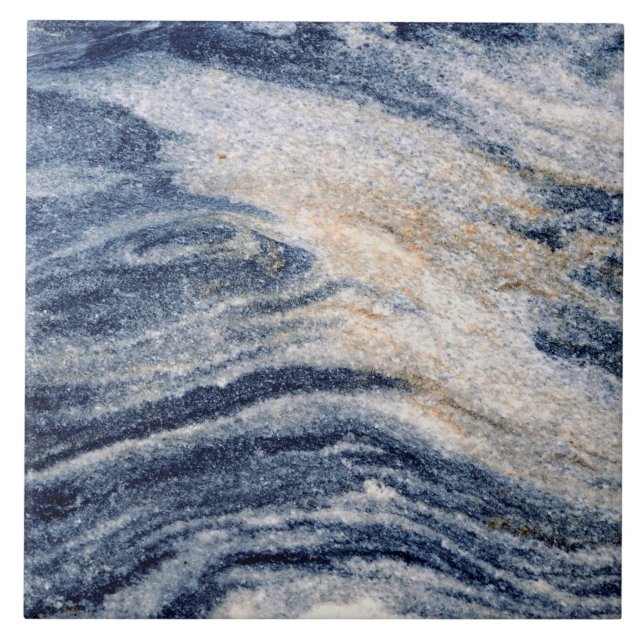 Azulejo Naranja Azul Marble Swirl Roca Foto Cerámica Tile (Frente)