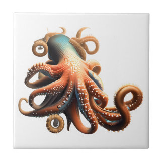 Azulejo Naranja azul Octopus temática de playa náutica 3D