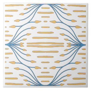 Azulejo Naranja Azul Rosa Abstracto Mediterráneo Español