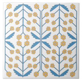 Azulejo Naranja Azul Rosa Floral Mediterráneo Español