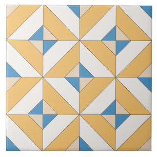 Azulejo Naranja Azul Rosa Geométrico Mediterráneo Español