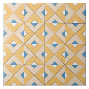 Azulejo Naranja Azul Rosa Geométrico Mediterráneo Español