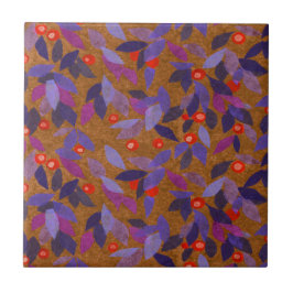 Azulejo Naranja Berries Purple Leaks Simple Floral Pattern