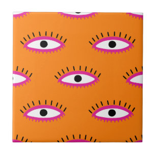 Azulejo Naranja Boho de diseño moderno de mal de ojo quema