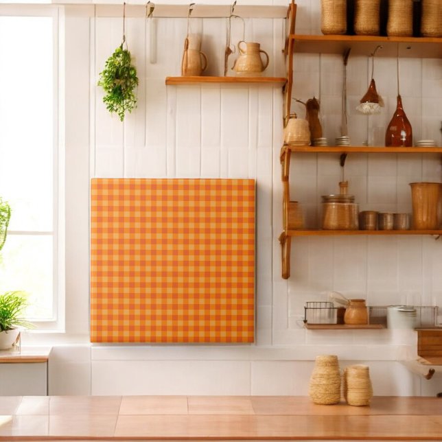 Azulejo Naranja Buffalo Plaid Holiday (Subido por el creador)