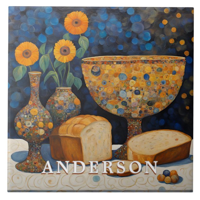 Azulejo Naranja Daisy Flower Vase Still Life (Frente)