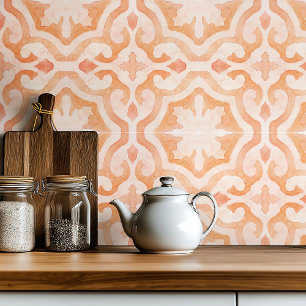 Azulejo Naranja de acuarela marroquí a gran escala