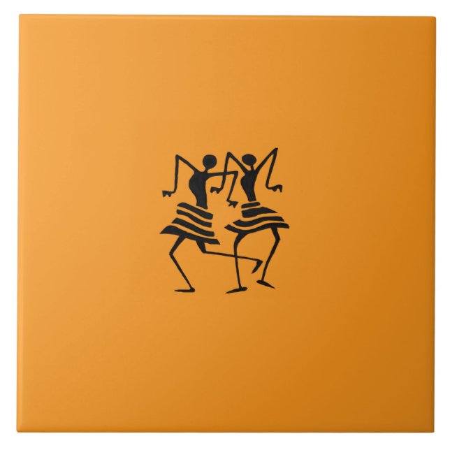 Azulejo Naranja de baile de celebración de fiesta (Frente)