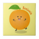 Azulejo Naranja de danza dulce cítricos<br><div class="desc">¡Por diversión de frugalidad! Este feliz naranja es un lindo personaje de cítricos bailarín creado al adorable estilo personalizado.</div>