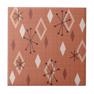 Azulejo Naranja de Diamantes Modernos del Siglo Medio