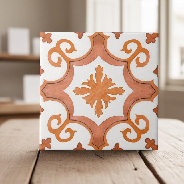Azulejo Naranja de estilo mediterráneo con barniz (Subido por el creador)