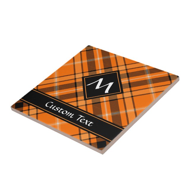 Azulejo Naranja de Halloween Tartan (Lado)