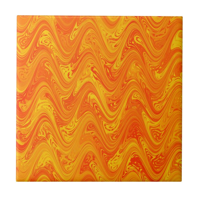 Azulejo Naranja de mareo Patrón rojo amarillo (Frente)