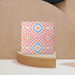 Azulejo Naranja de Moda Boho Etnico-Geométrico Rosa Amaril<br><div class="desc">Patrón geométrico decorativo impecable con formas geométricas en naranja,  rosa,  amarillo y blanco.</div>