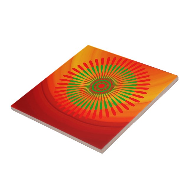 Azulejo Naranja de mosaico cerámico Circular Verde (Lado)