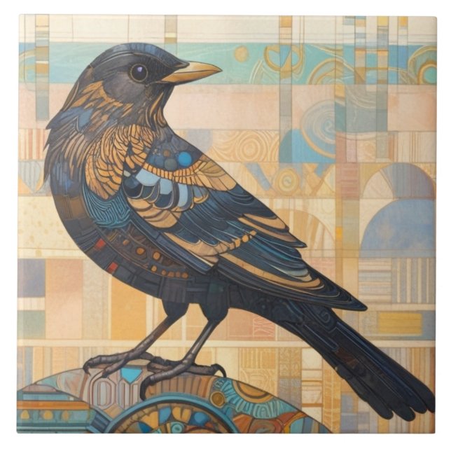 Azulejo Naranja decorativo del tono de la tierra del arte  (Frente)