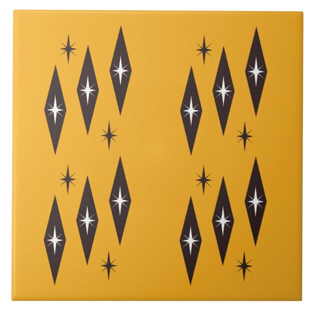 Azulejo Naranja del patrón de diamantes atómico de los año (Frente)