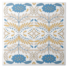 Azulejo Naranja Española Azul Rosa Floral Mediterráneo