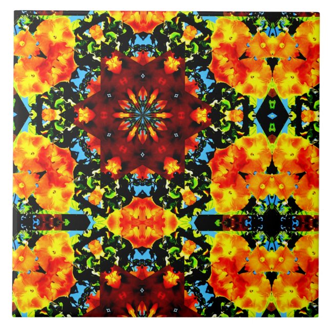 Azulejo Naranja Floral (Frente)