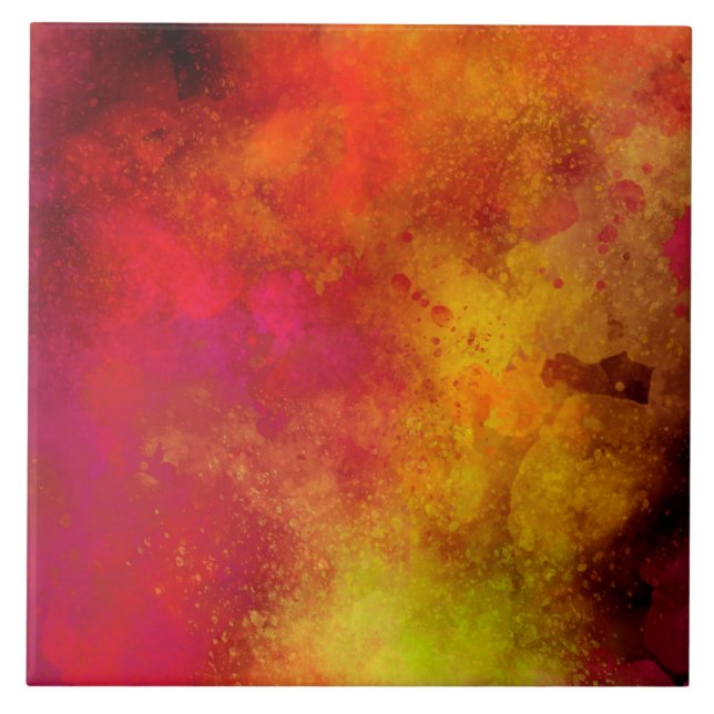 Azulejo Naranja Galaxia Paint Splatt Efecto (Frente)