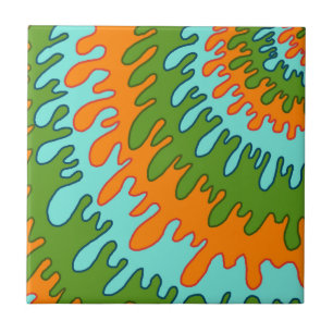 Azulejo Naranja Green Liquid Drip Abstract Stripe Bold
