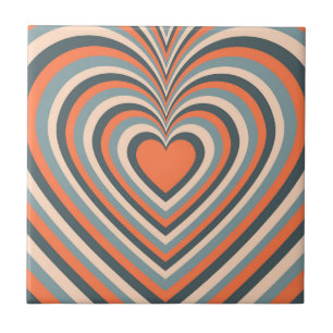 Azulejo Naranja Gris Hypnotic Heart Love Pattern