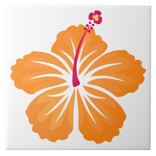 Azulejo Naranja Hibiscus (Frente)