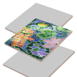 Azulejo Naranja Koi Pescado y Flor rosa Colorido Zen