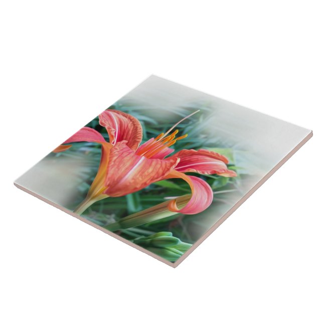 Azulejo naranja lily (Lado)