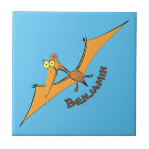 Azulejo Naranja lindo y gracioso personalizado pterodáctil