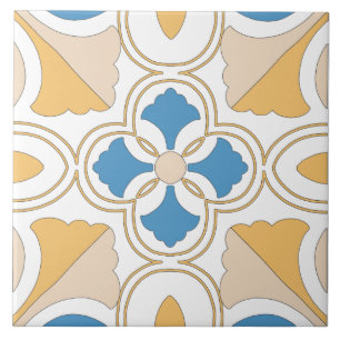 Azulejo Naranja mediterráneo azul rosa geométrico andalu