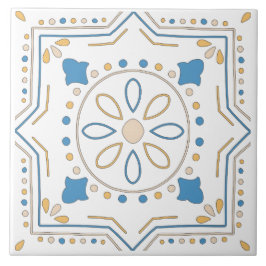 Azulejo Naranja mediterráneo azul rosa geométrico andaluz