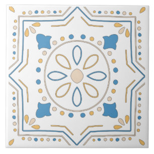 Azulejo Naranja mediterráneo azul rosa geométrico andaluz