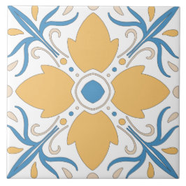 Azulejo Naranja mediterráneo Blue Pink Floral andalousie